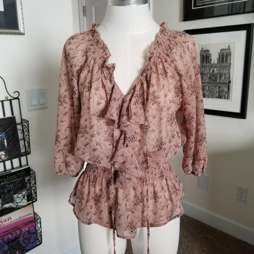 Black Rainn peasant style blouse size S euc